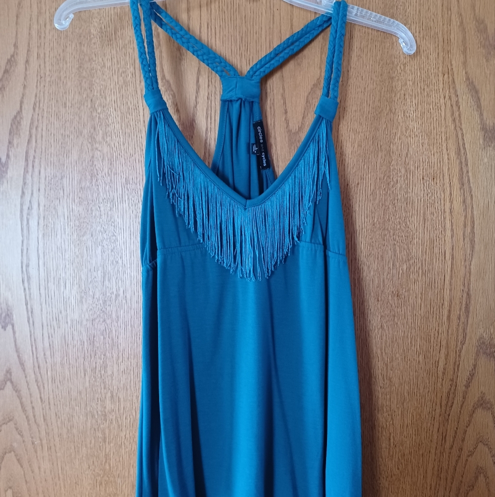 Teal Fringed Racerback Tank - Picture 5 of 6